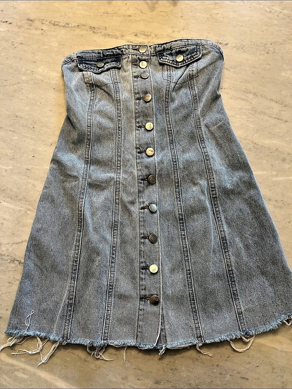 SHEIN Denim Mini Dress in Blue Size Medium